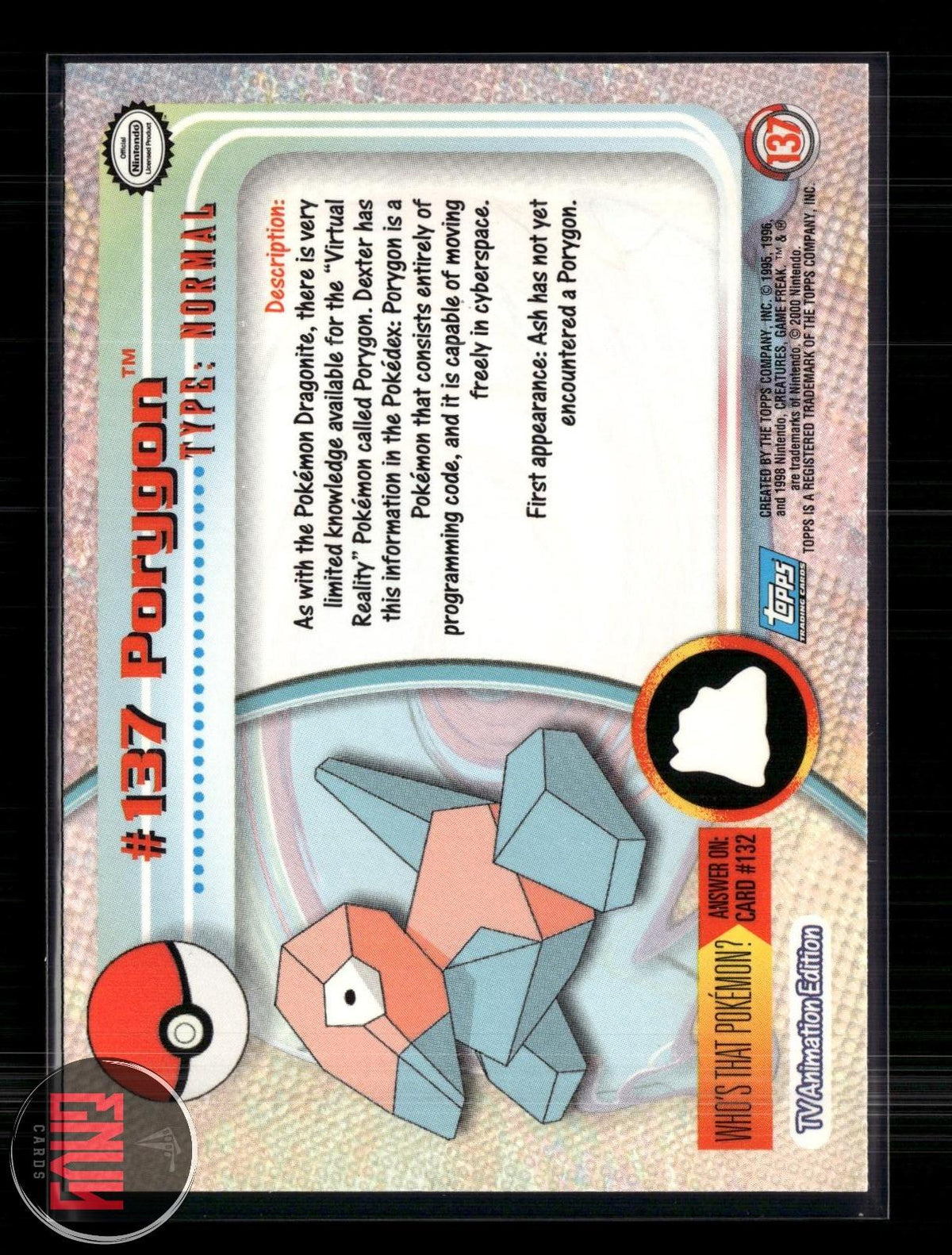 Porygon LP #137 Topps Trading Cards Series 3 Pokemon