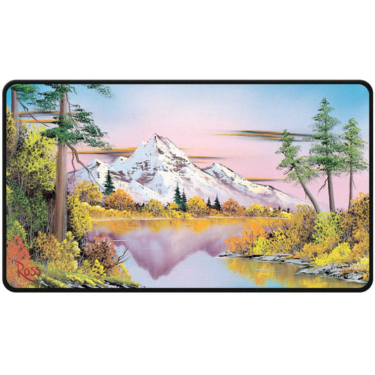 Playmat: Black Stitched- Bob Ross Mighty Mountain Lake