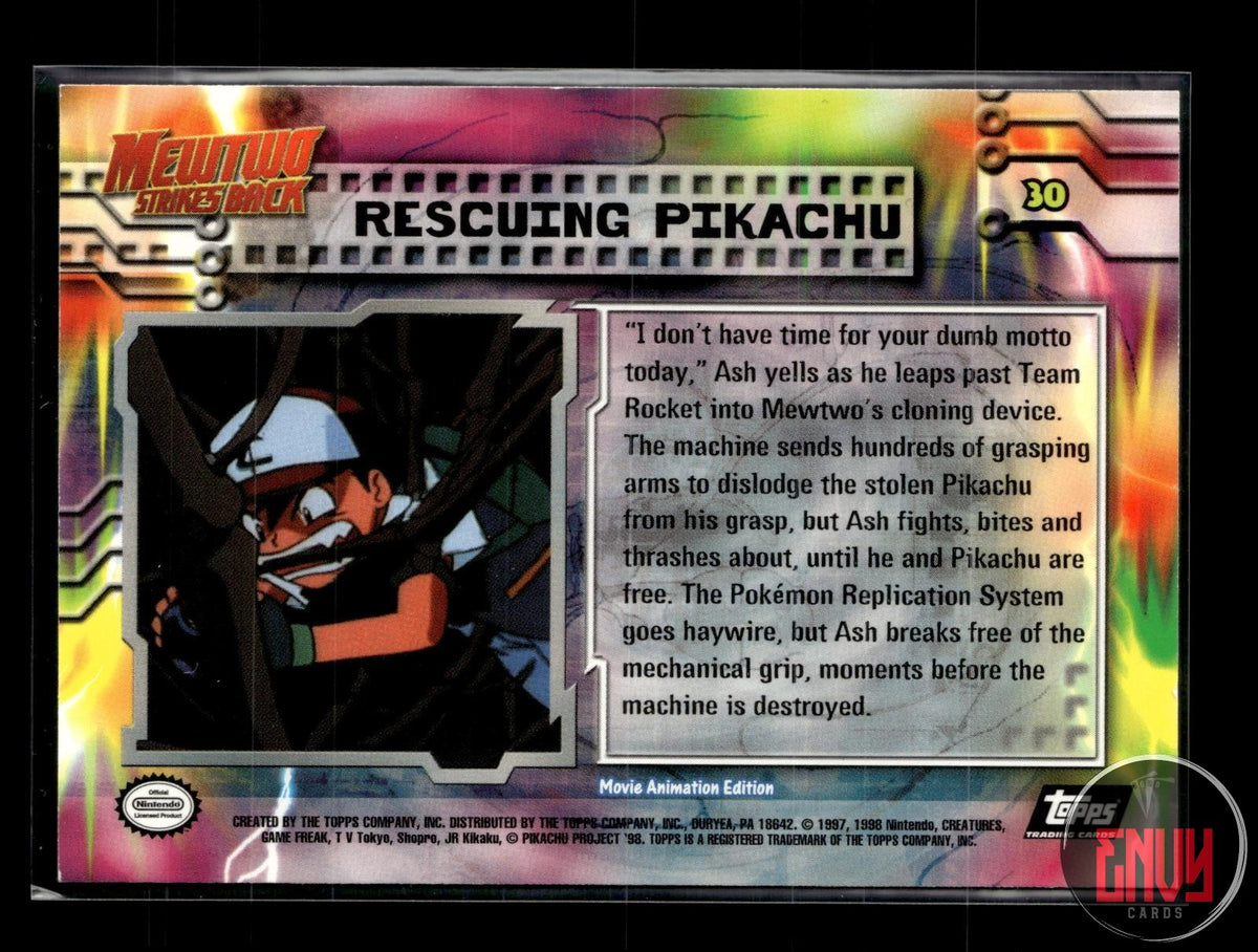 Rescuing Pikachu LP #30 Topps The First Movie Trading Cards Pokemon