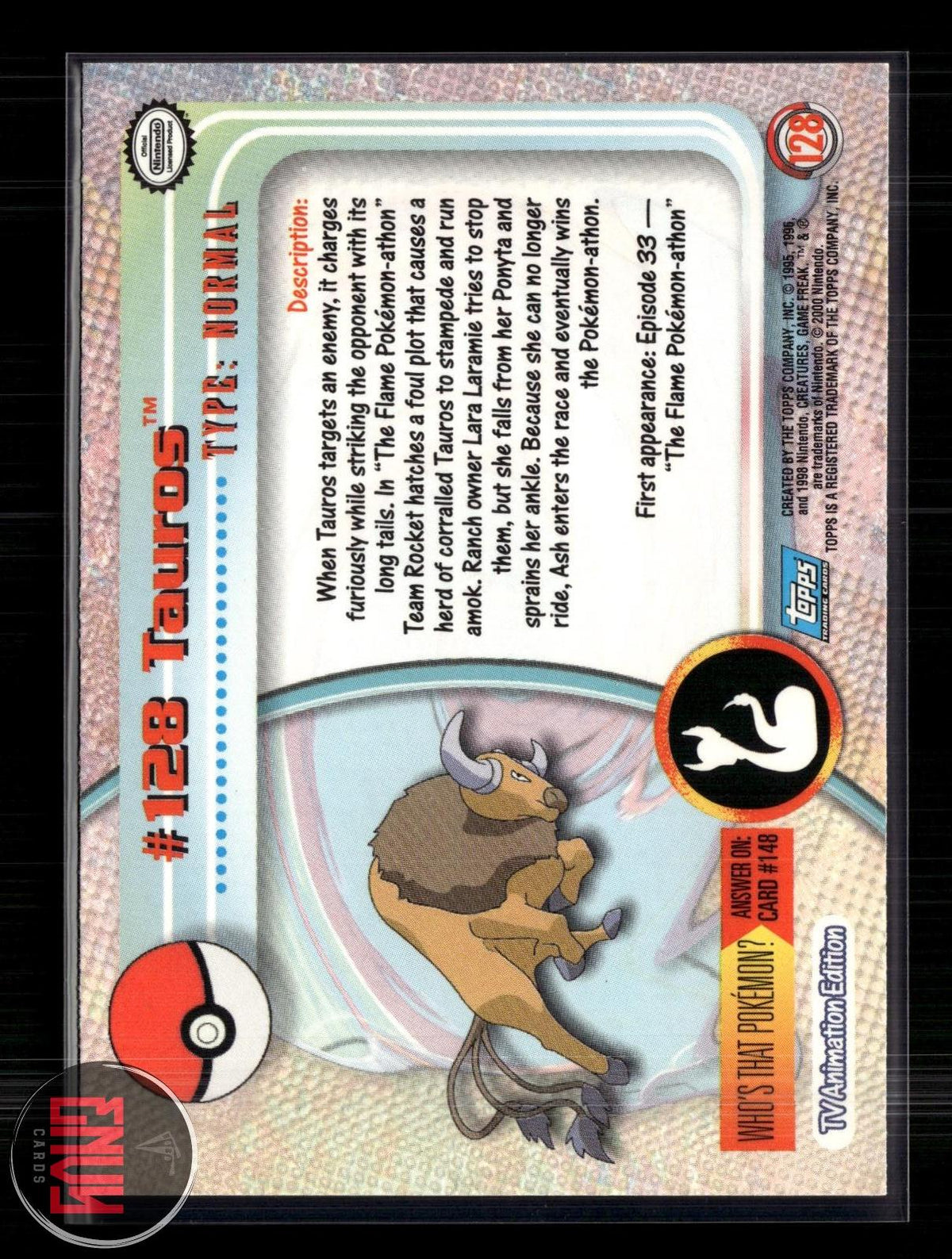 Tauros LP #128 Topps Trading Cards Series 3 Pokemon