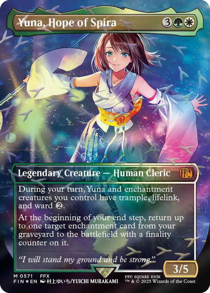 Yuna, Hope of Spira (Borderless) (Chocobo Track Foil) NM 571 FIN MTG