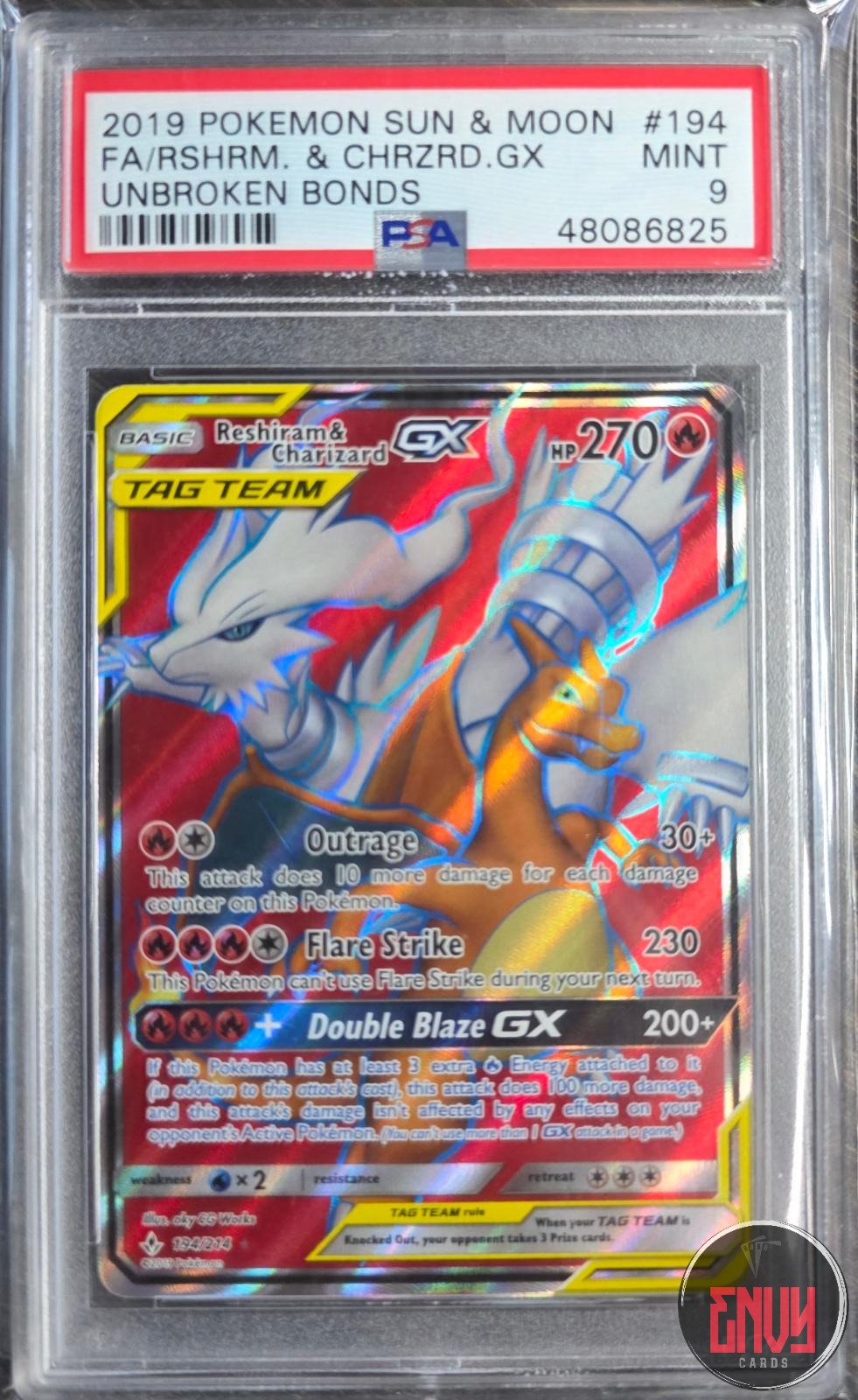 Reshiram & Charizard Gx 194/214 Unbroken Bonds Pokemon PSA 9