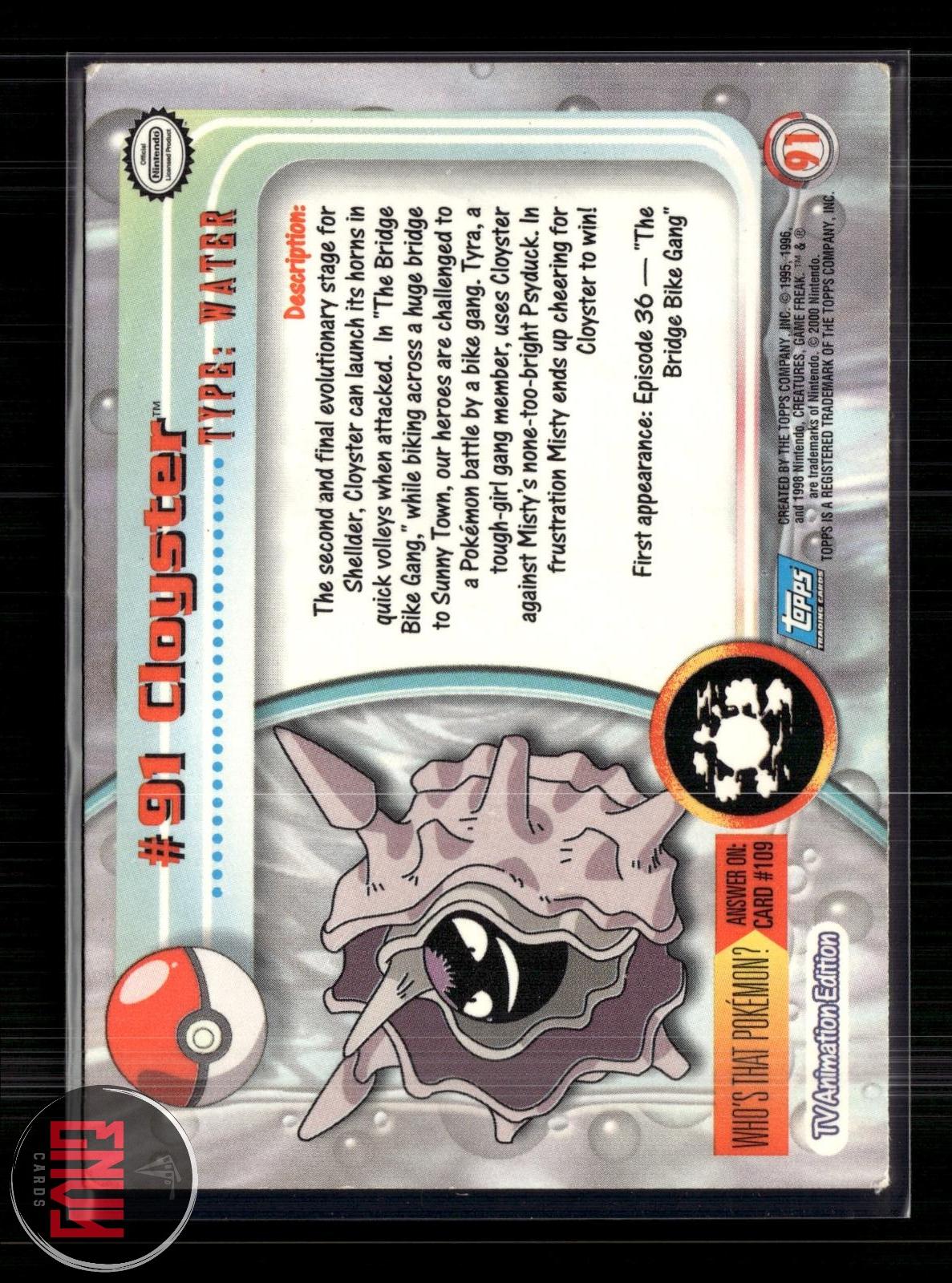Cloyster LP #91 Topps Trading Cards Series 2 Pokemon