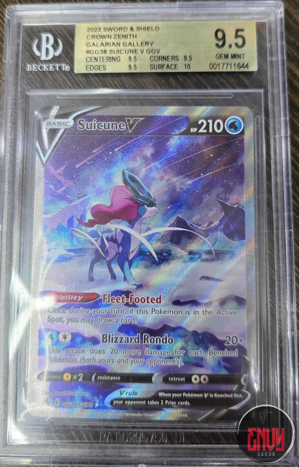 Suicune V Ggv Gg38 Pokemon Bgs 9.5 Gold