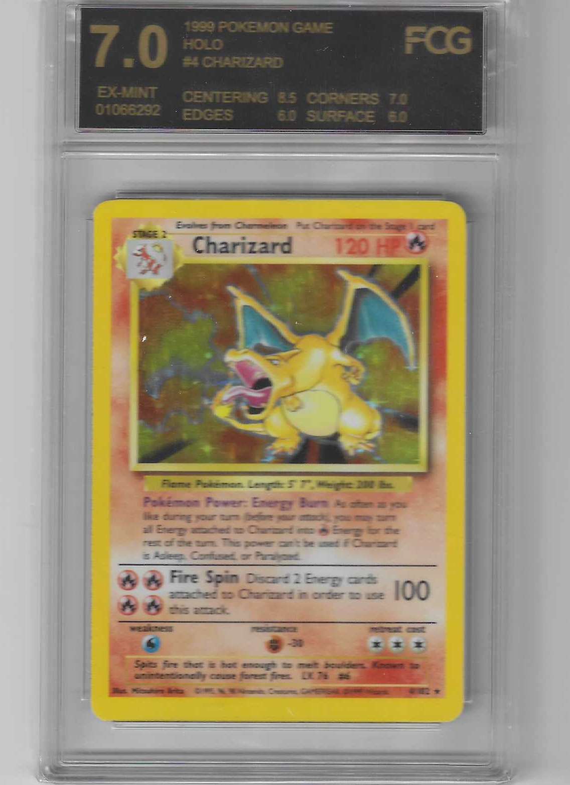 Charizard Holo Base Set Unlimited 4/102 FCG 7