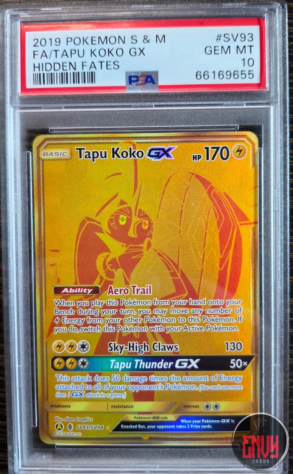 Tapu Koko Gx Sv93/Sv94 Hidden Fates Pokemon PSA 10 Gem Mint