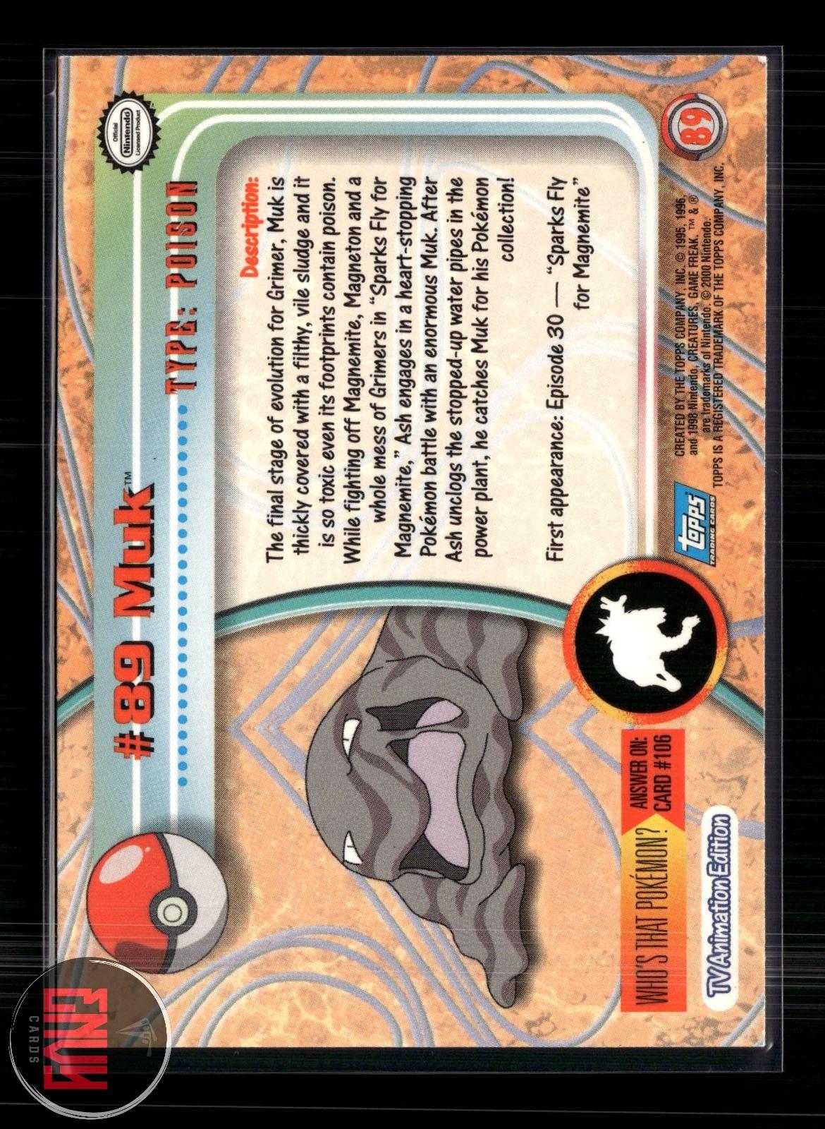 Muk LP #89 Topps Trading Cards Series 2 Pokemon