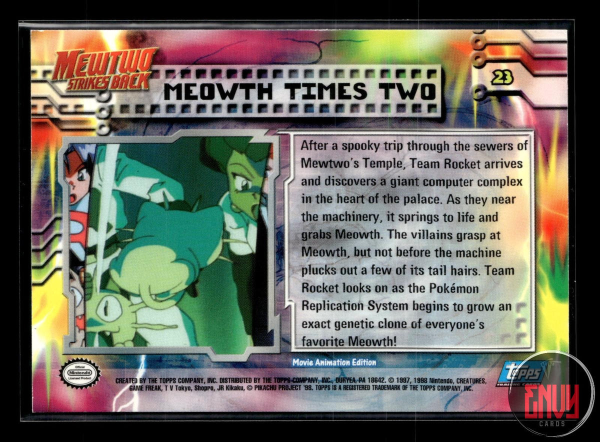 Meowth Times Two LP #23 Topps The First Movie Trading Cards Pokemon FOIL