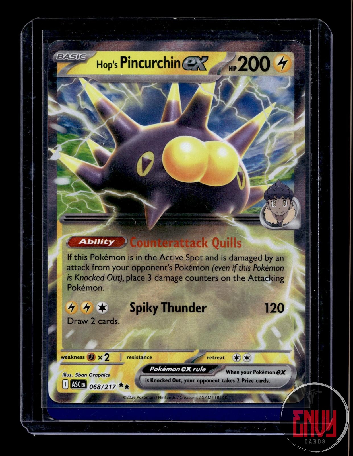 Hop's Pincurchin ex Near Mint 068/217 Double Rare Ascended Heroes Pokemon