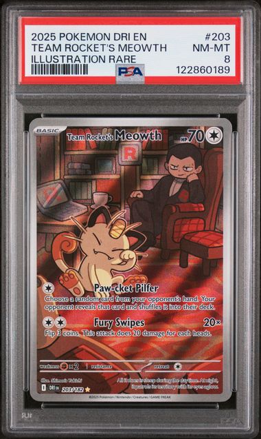 Team Rocket's Meowth IR Destined Rivals 203/182 PSA 8