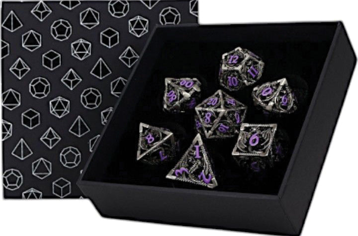 Let's Play Games LPG Dice: Dragon Hollow Dice Set - Metal/Purple