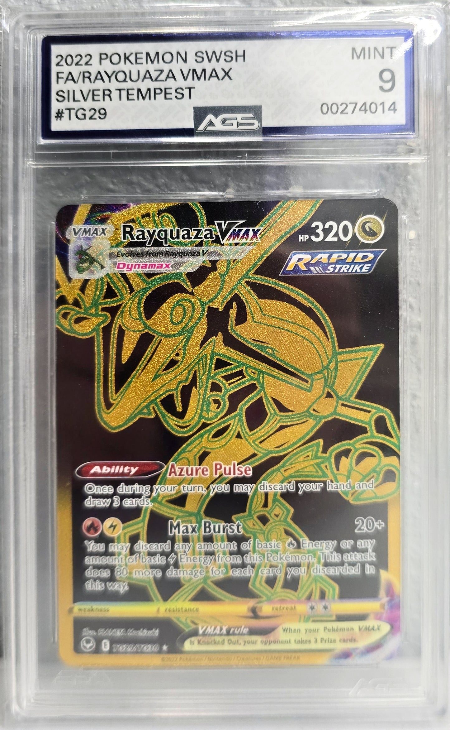 Rayquaza VMAX Gold TG29/TG30 Silver Tempest AGS 9