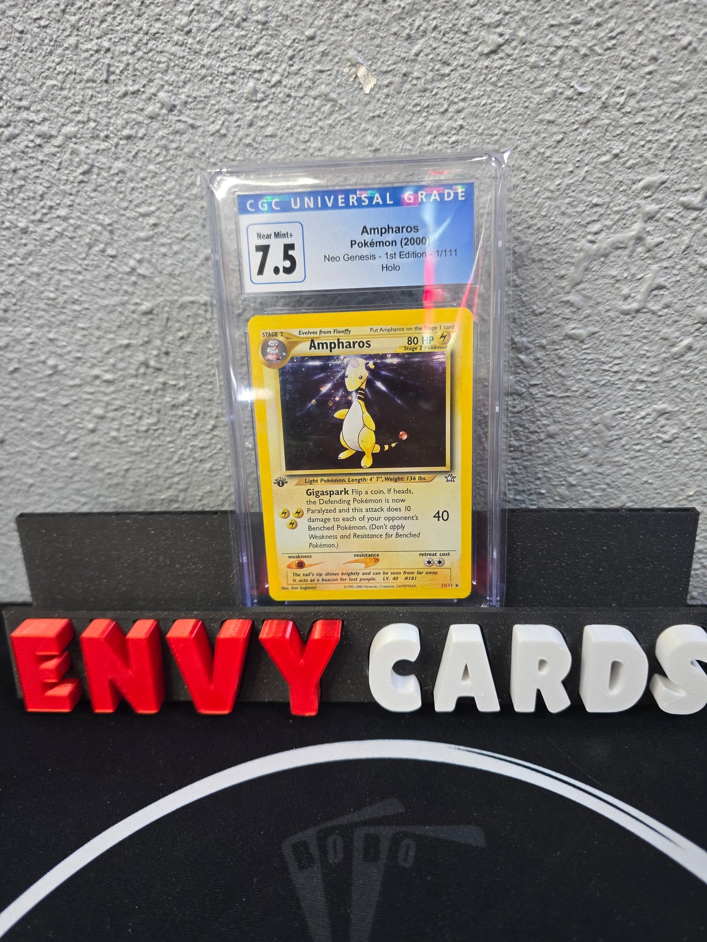 Ampharos Holo 1st Edition Neo Genesis CGC 7.5 Blue Label
