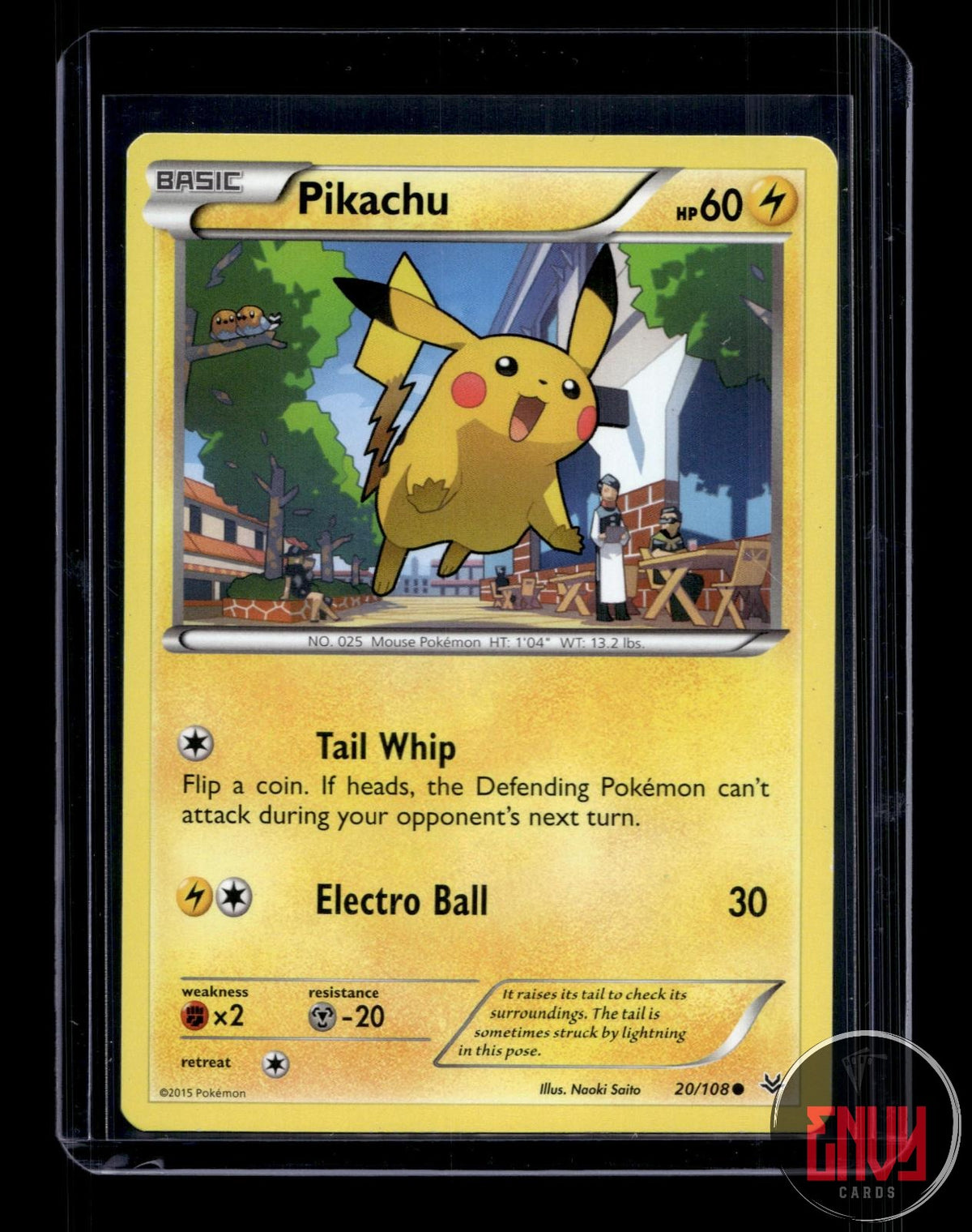 Pikachu Lightly Played 20/108 Common Roaring Skies Pokemon