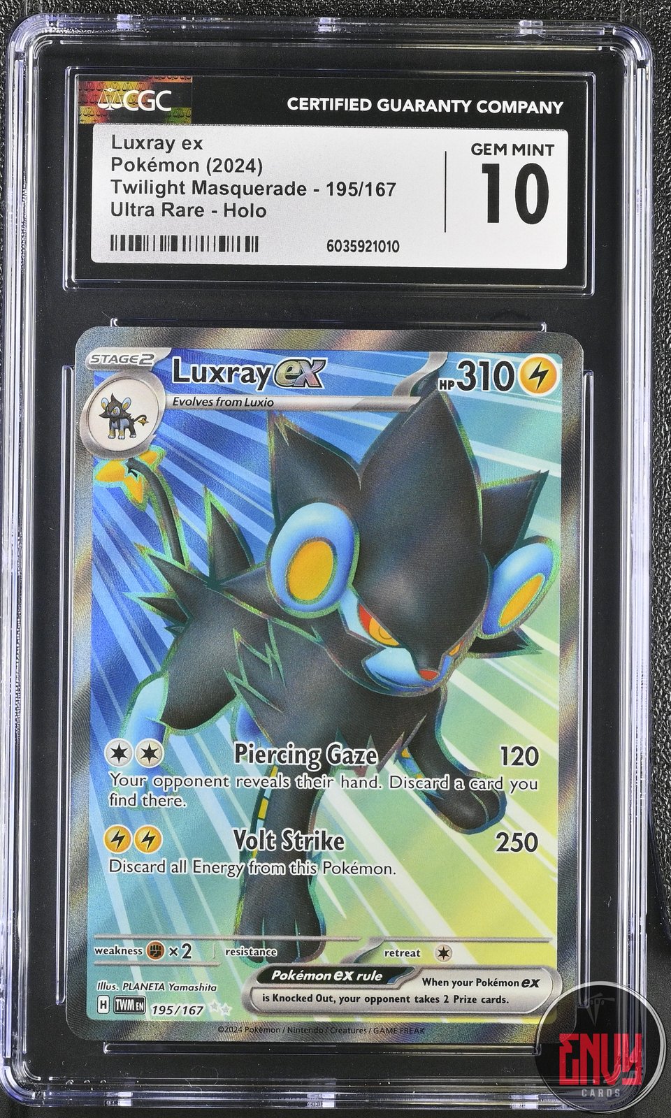 Luxray EX 195/167 Ultra Rare Holo Twilight Masquerade Pokemon CGC 10 Gem Mint