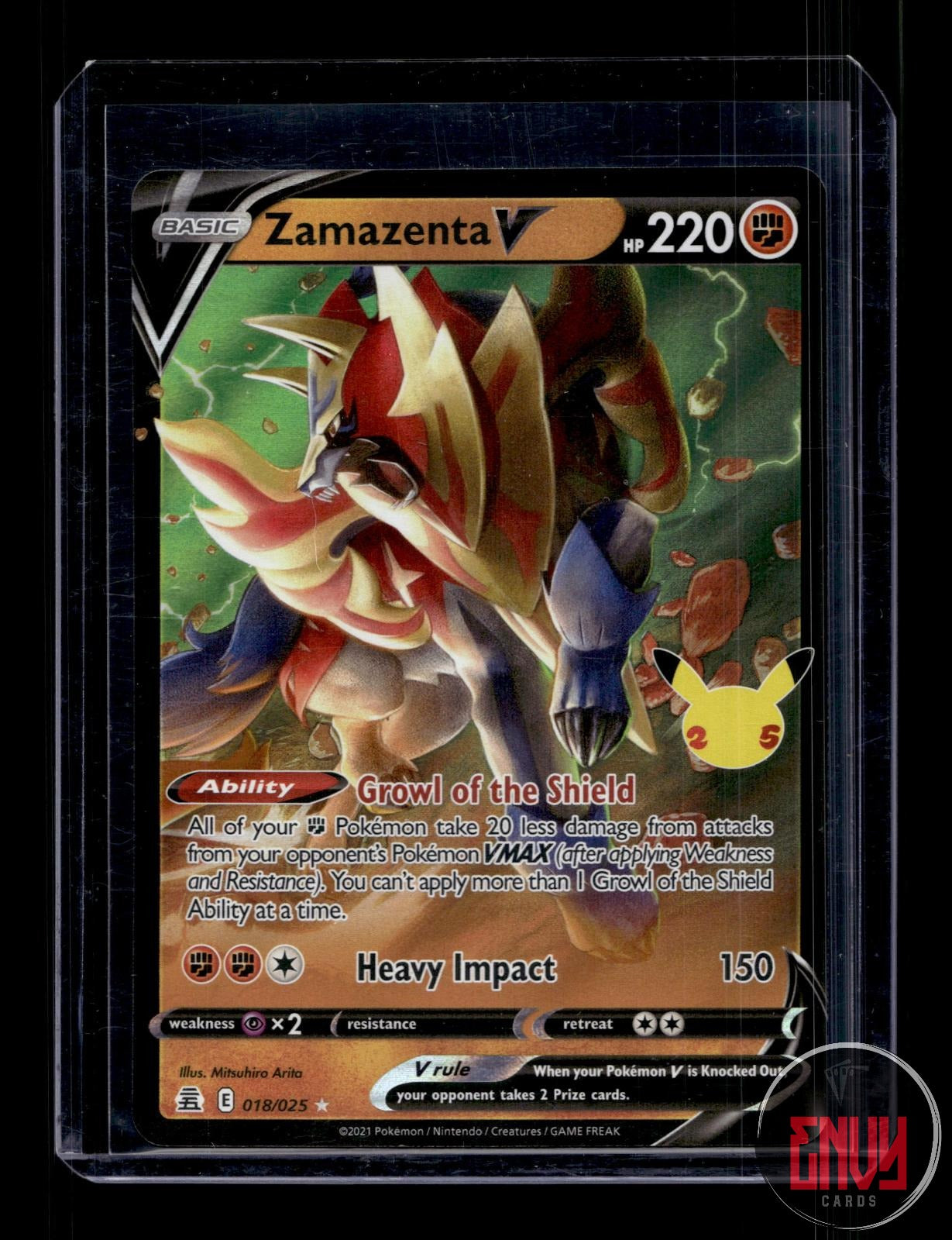 Zamazenta V Near Mint 018/025 V Rare Celebrations Pokemon Holo