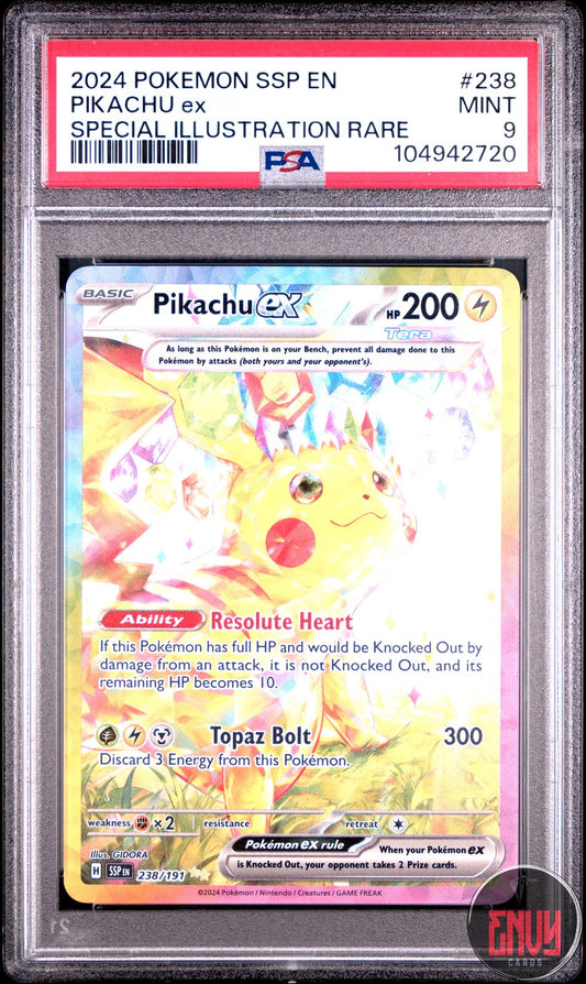Pikachu EX 238/191 Special Illustration Rare Ssp En Surging Sparks Pokemon PSA 9
