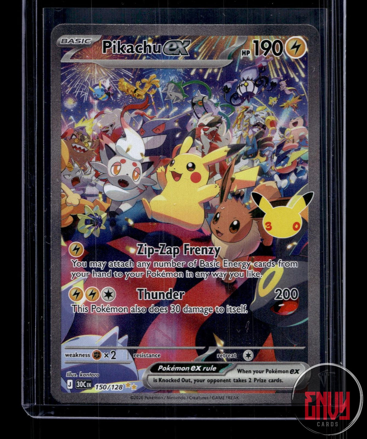 Pikachu ex NM 150/128 SIR ME: 30th Celebration Pokemon Holo