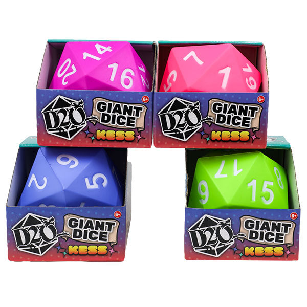 Foam Dice: Giant Dice- D20 Assortment- Periwinkle/Purple/Green/Pink