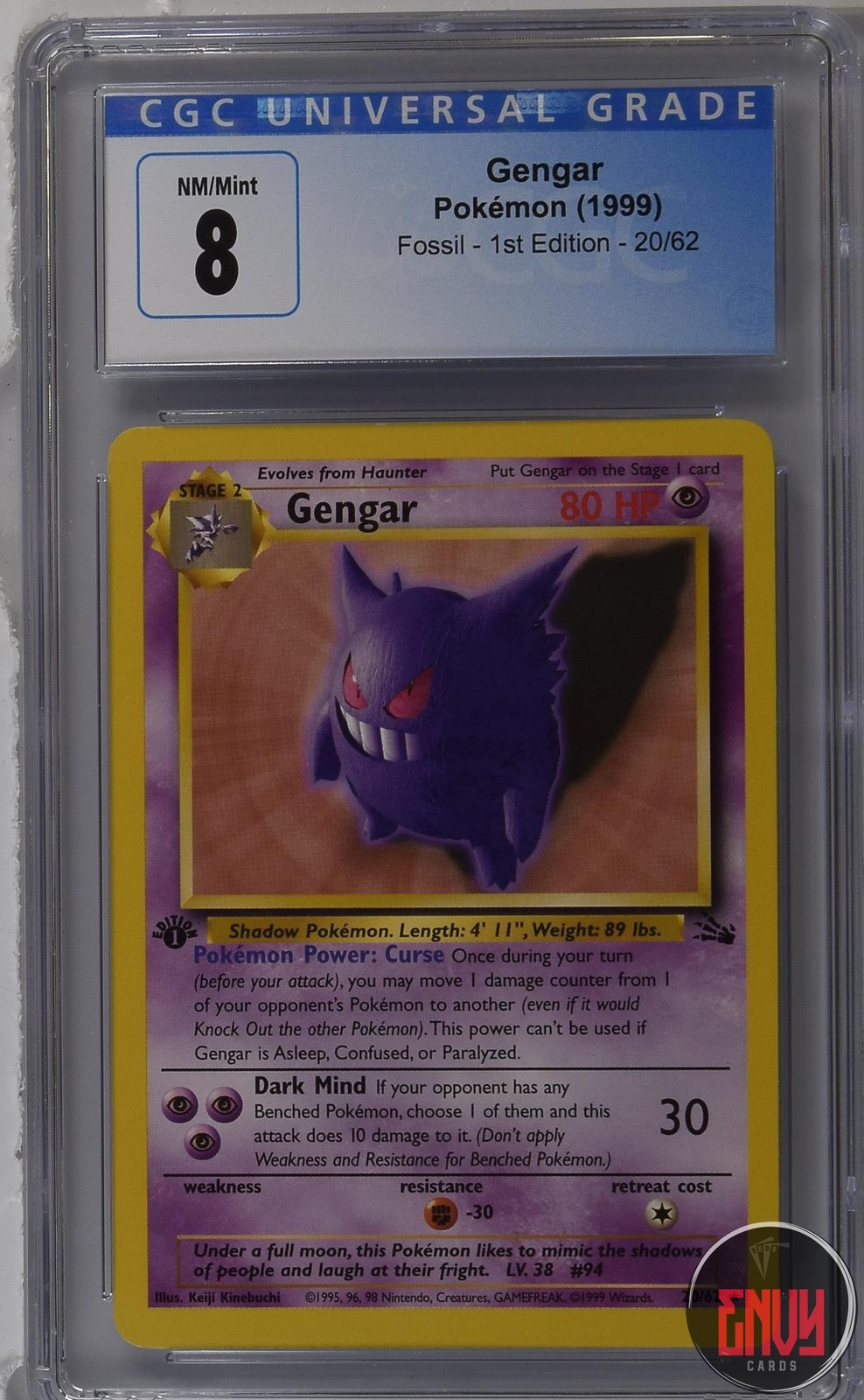 Gengar 20/62 Fossil - 1st Ed. Pokemon CGC 8 Nm/Mint
