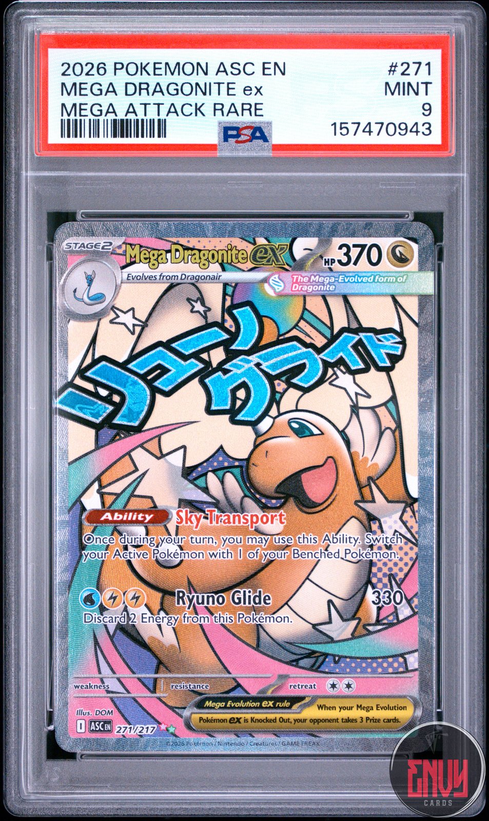 Mega Dragonite EX 271 Attack Rare Ascend45ed Heroes Pokemon PSA 9