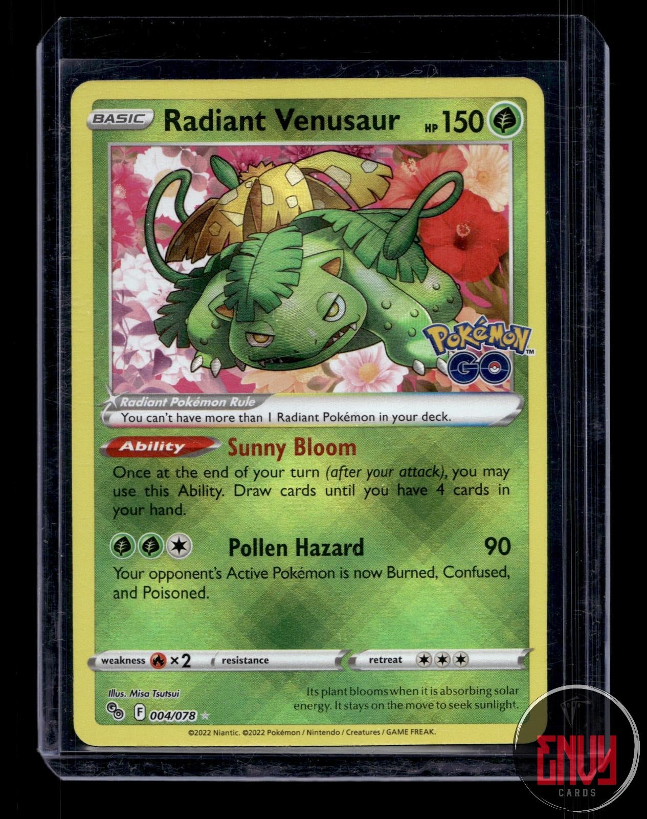 Radiant Venusaur Near Mint 004/078 Radiant Rare Pokemon GO Pokemon Holo