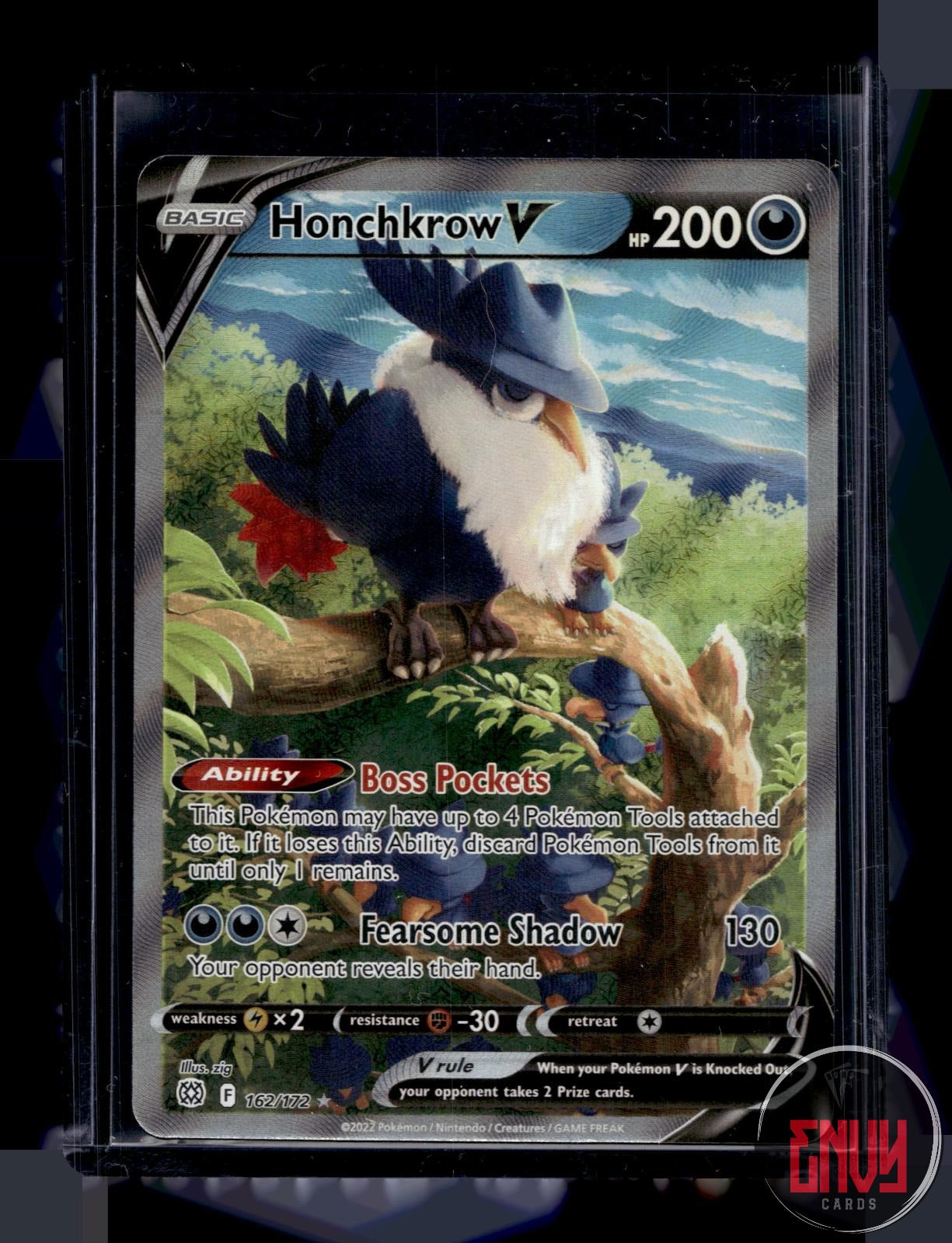 Honchkrow V Near Mint 162/172 Ultra Rare Brilliant Stars Pokemon Holo