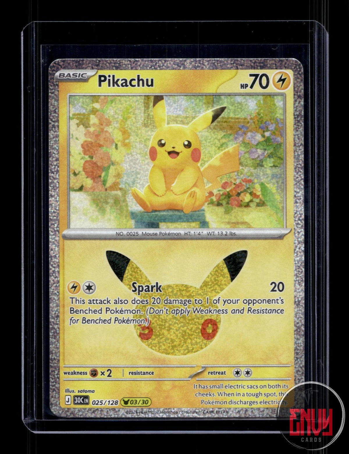 Pikachu NM 025/128 Pikachu Rare ME: 30th Celebration Pokemon Holo