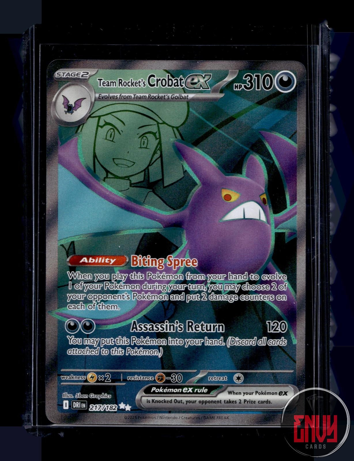 Team Rocket's Crobat ex Near Mint 217/182 Ultra Rare Destined Rivals Pokemon