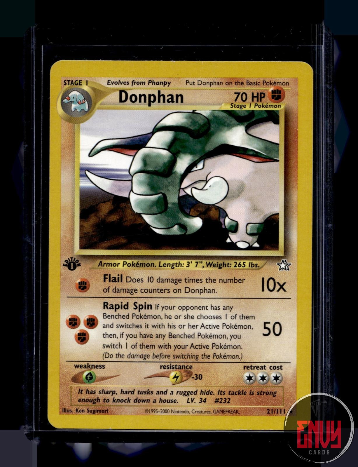 Donphan Lightly Played 21/111 Rare Neo Genesis Pokemon 1st Edition