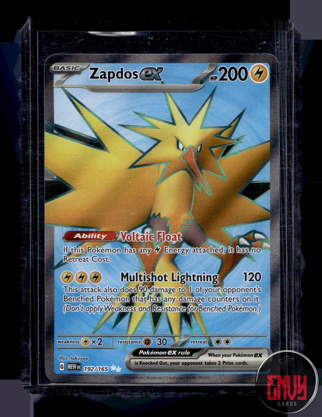 Zapdos ex Lightly Played 192/165 Ultra Rare 151 Pokemon Holo