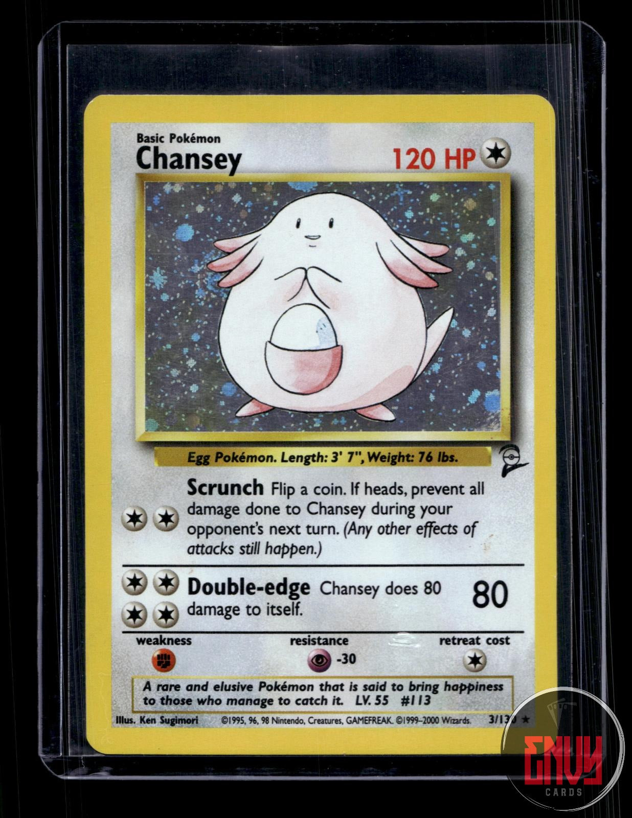 Chansey Lightly Played 3/130 Rare Base Set 2 Pokemon Holo