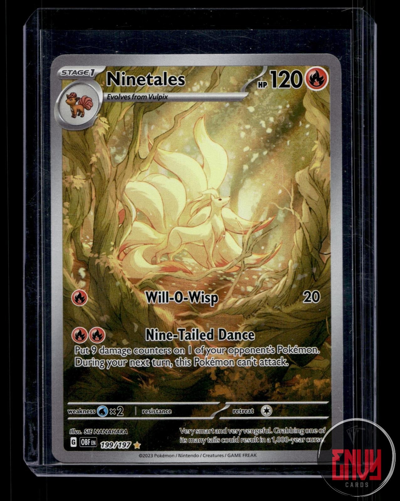 Ninetales Near Mint 199/197 Illustration Rare Obsidian Flames Pokemon Holo