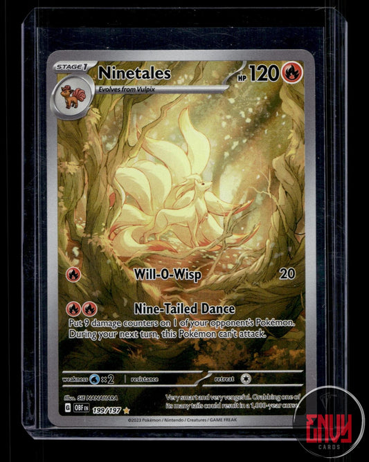 Ninetales Near Mint 199/197 Illustration Rare Obsidian Flames Pokemon Holo
