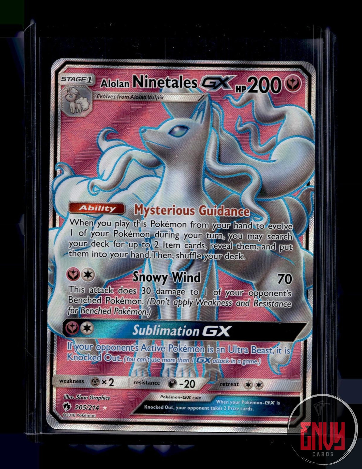 Alolan Ninetales GX Lightly Played 205/214 Ultra Rare Lost Thunder Pokemon Holo