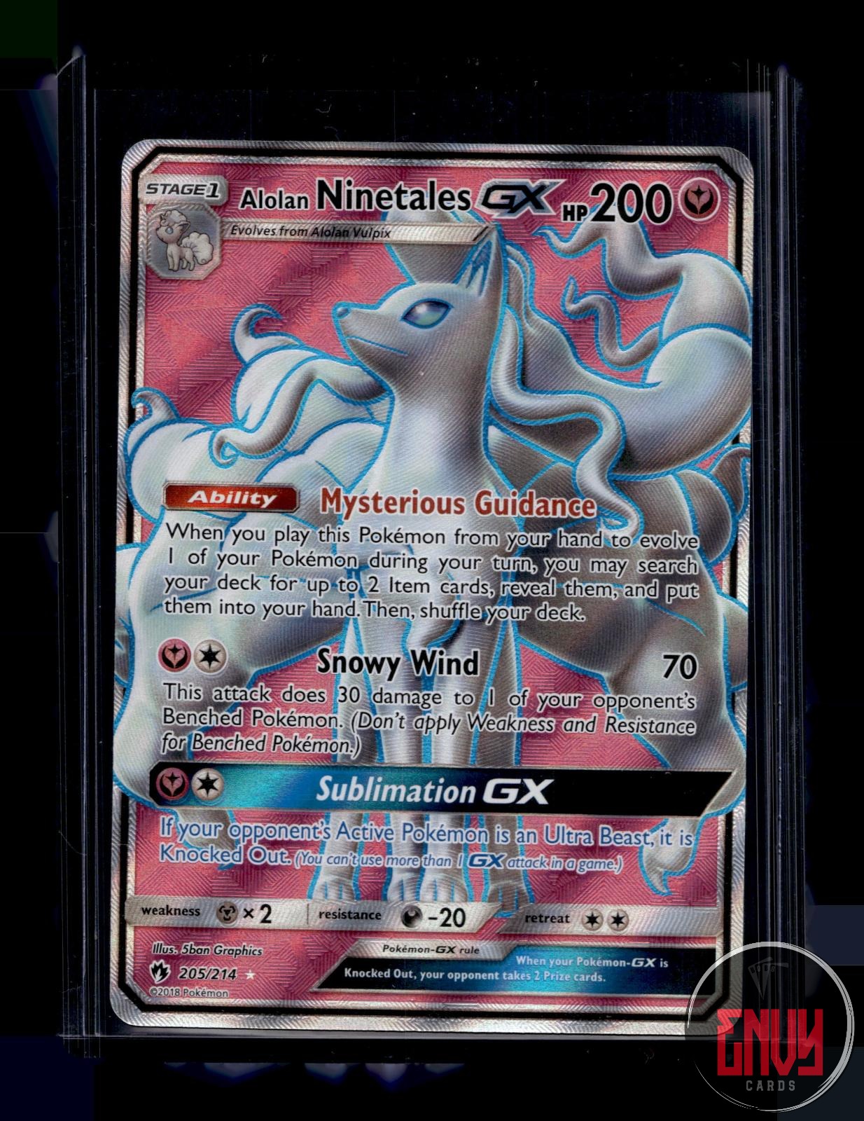 Alolan Ninetales GX Lightly Played 205/214 Ultra Rare Lost Thunder Pokemon Holo
