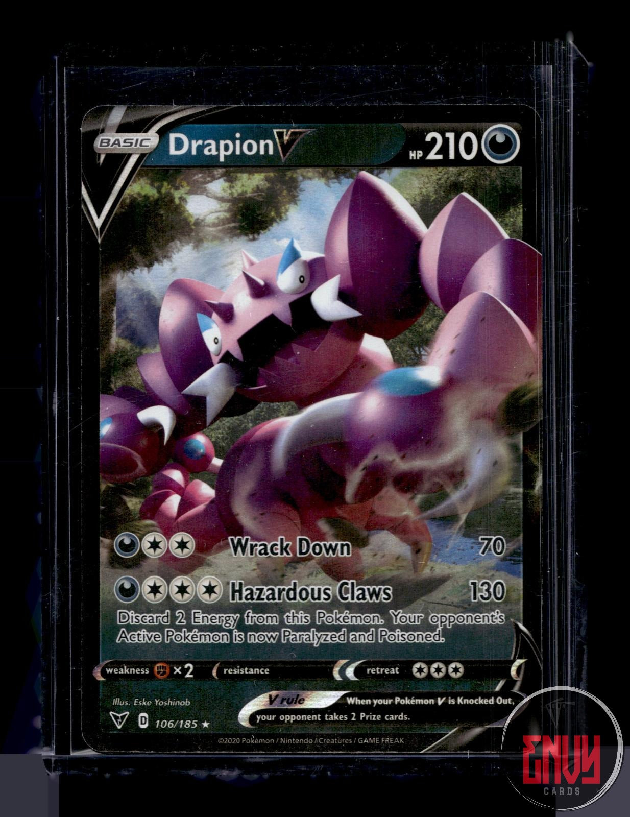 Drapion V Near Mint 106/185 V Rare Vivid Voltage Pokemon Holo