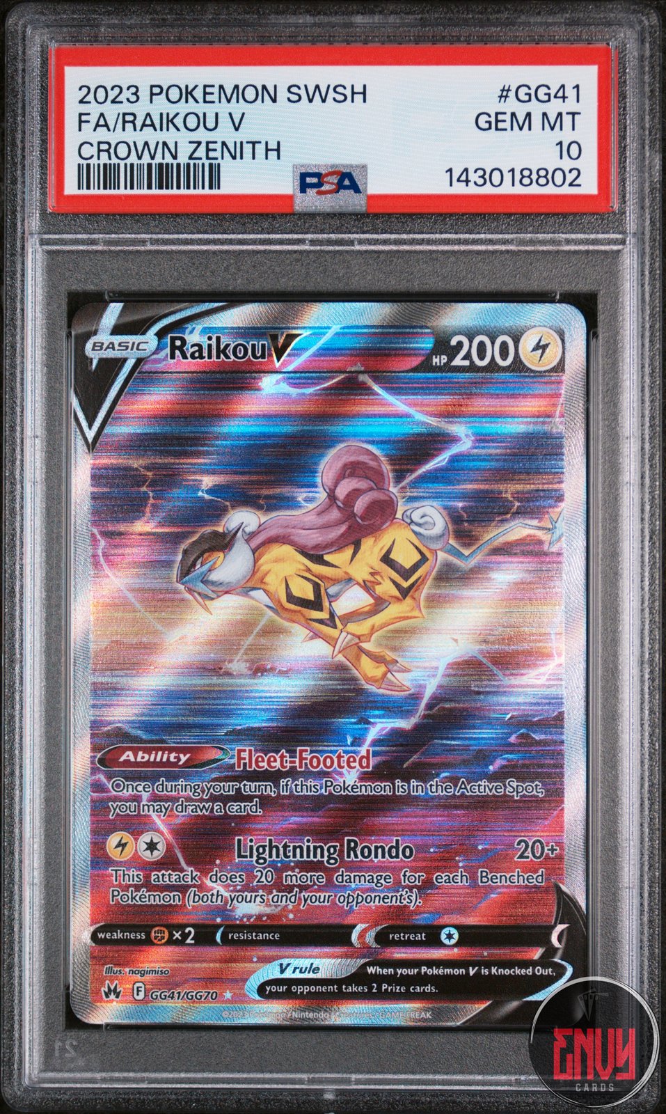 Raikou V Gg41/gg70 Sword Shield Crown Zenith Pokemon PSA 10