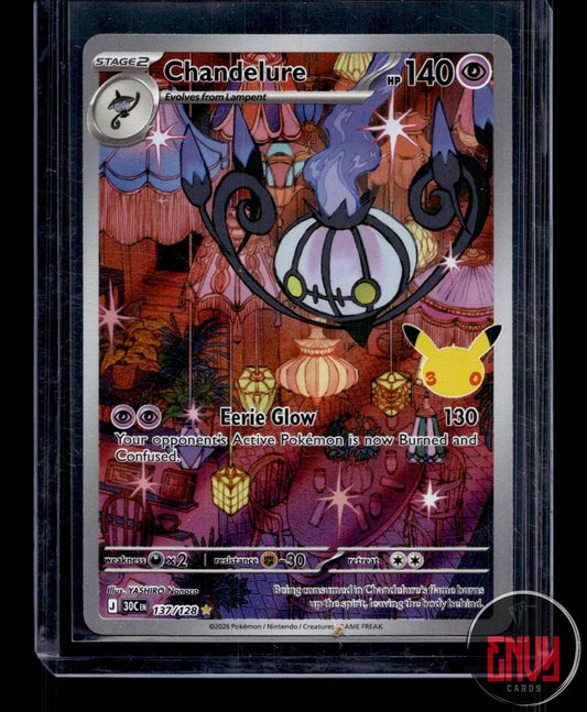 Chandelure NM 137/128 IR ME: 30th Celebration Pokemon Holo