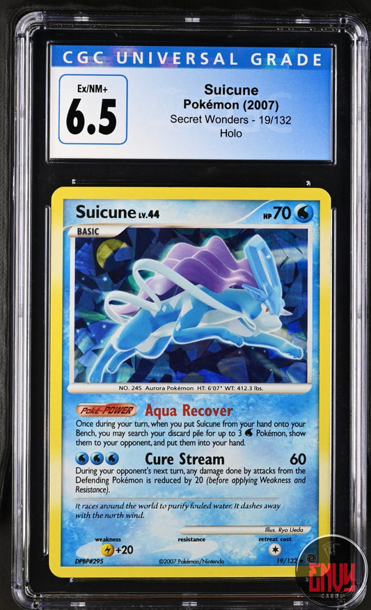 Suicune 19/132 Holo Secret Wonders Pokemon CGC 6.5 Ex/nm+