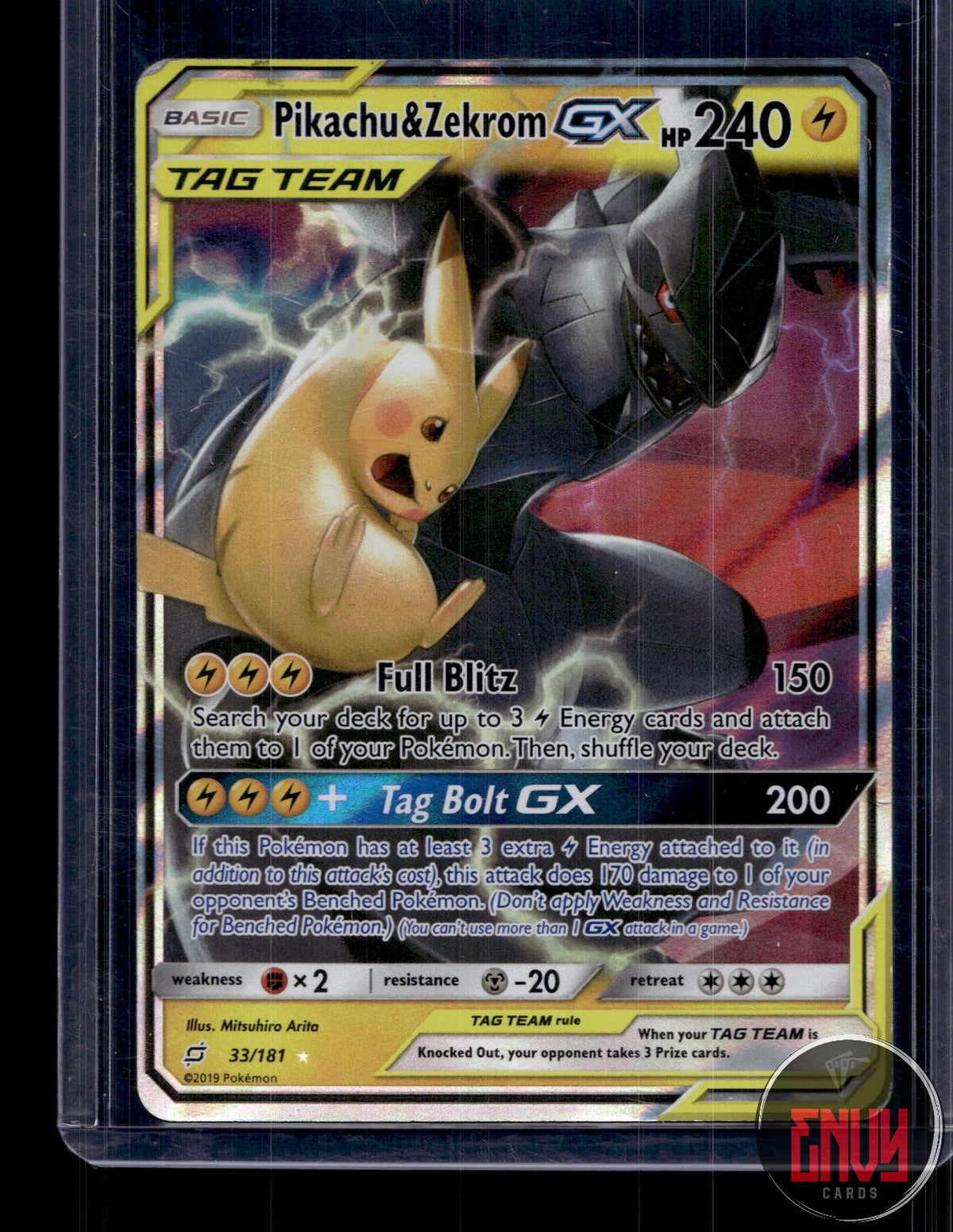 Pikachu & Zekrom GX MP 33/181 UR Team Up Pokemon Holo