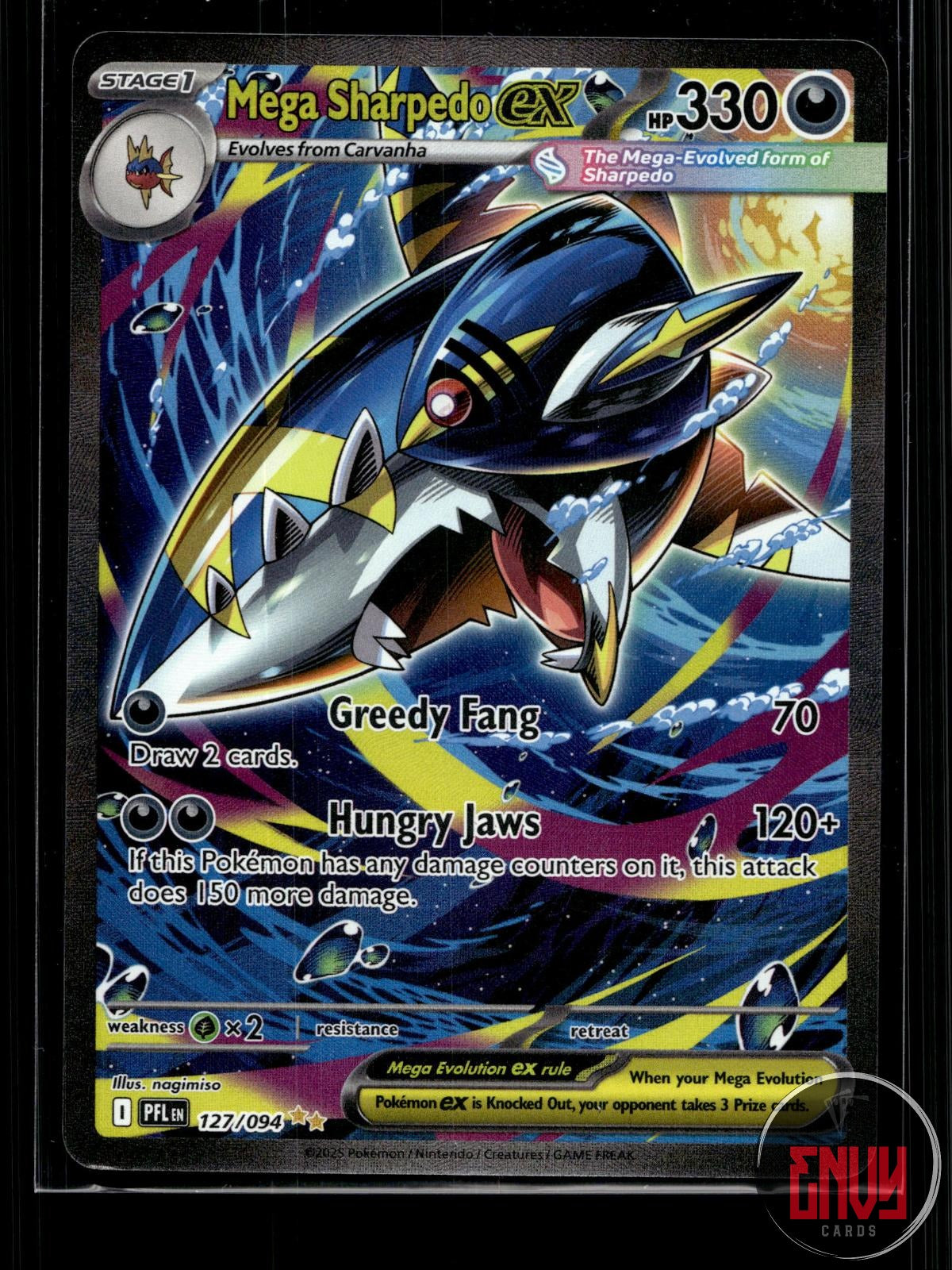 Mega Sharpedo ex NM 127/094 SIR Phantasmal Flames Pokemon Holo