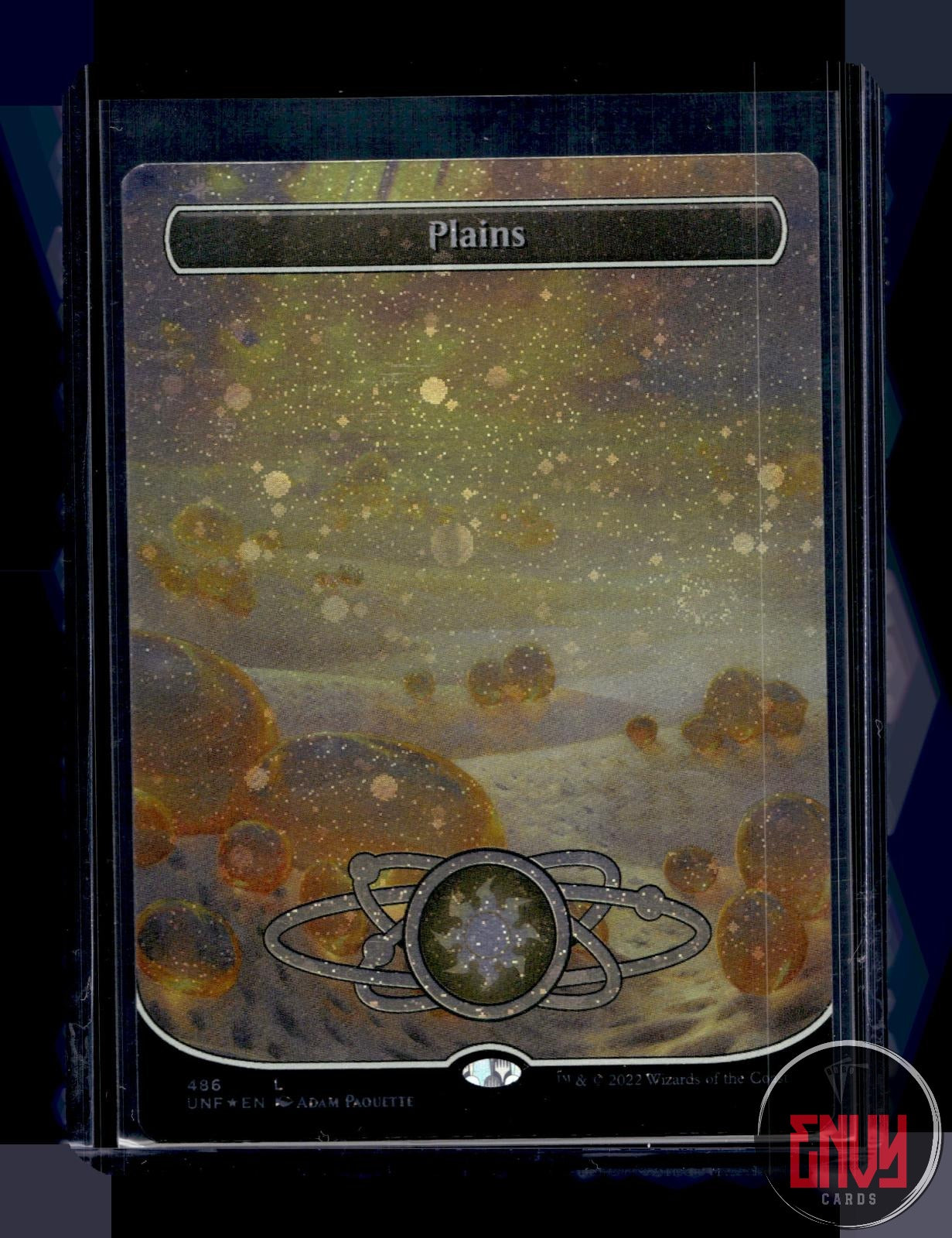 Plains (486) (Borderless) (Galaxy Foil) NM 486 Unfinity Magic: The Gathering