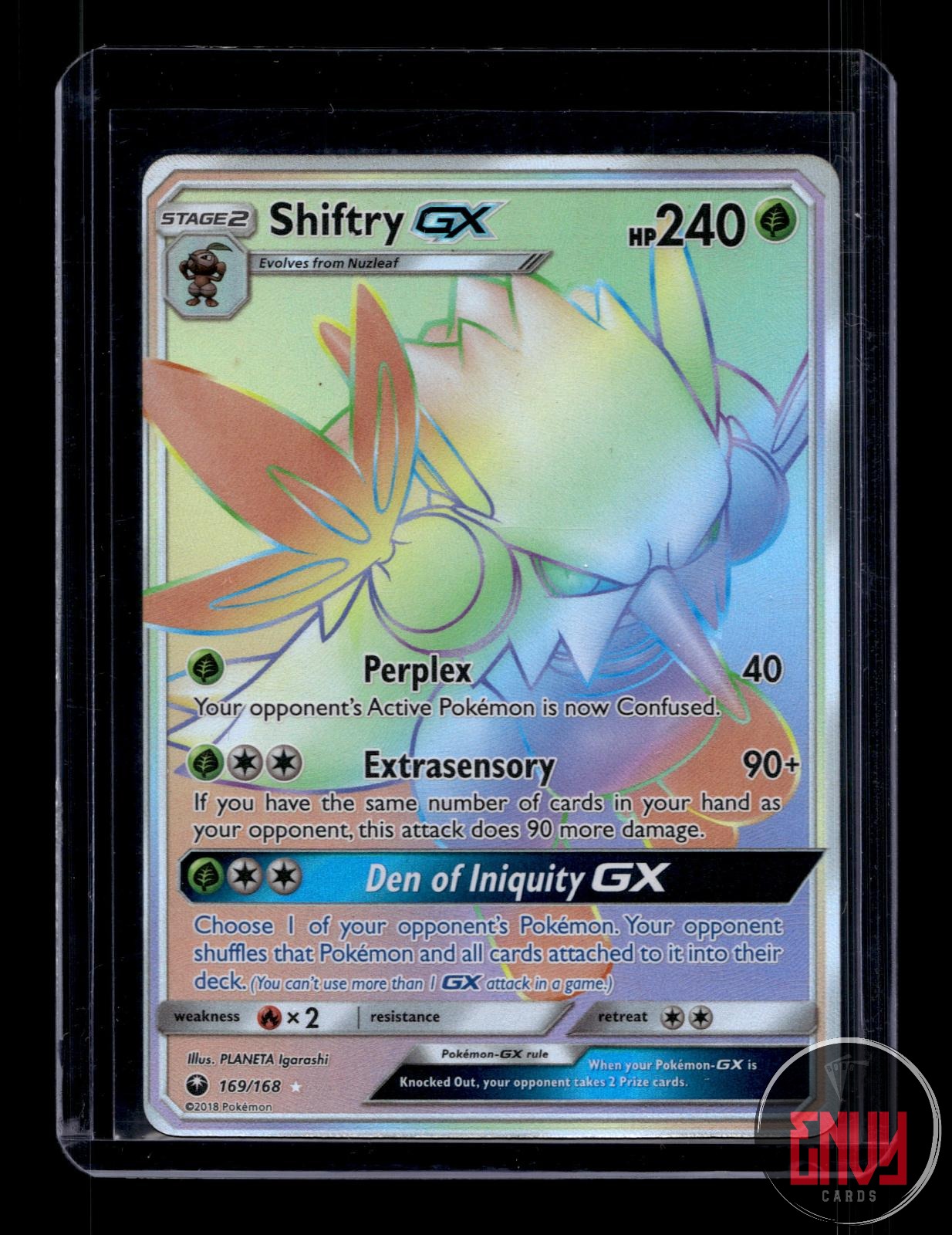Shiftry GX Near Mint 169/168 Rainbow Rare Celestial Storm Pokemon