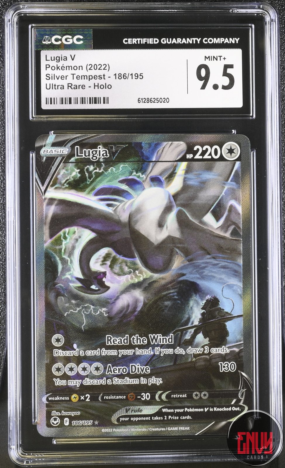 Lugia V 186/195 Ultra Rare Holo Silver Tempest Pokemon CGC 9.5 Mint+