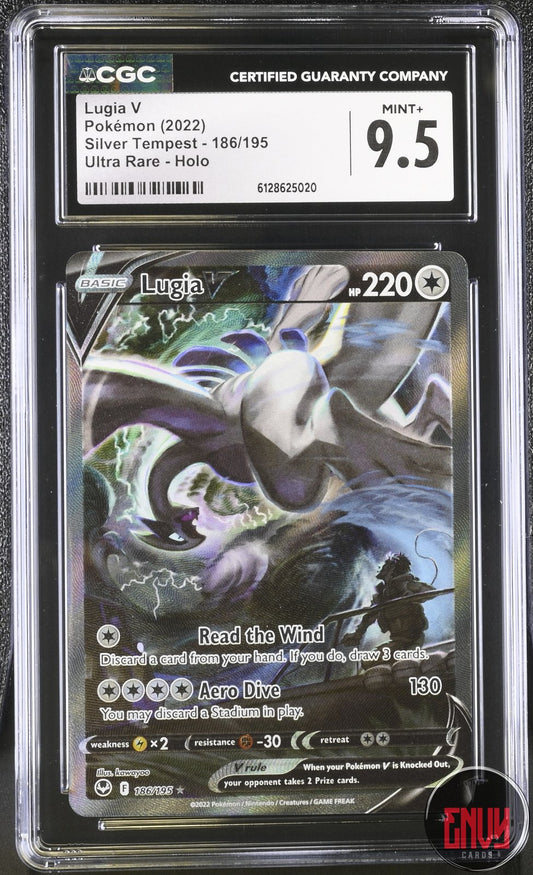 Lugia V 186/195 Ultra Rare Holo Silver Tempest Pokemon CGC 9.5 Mint+