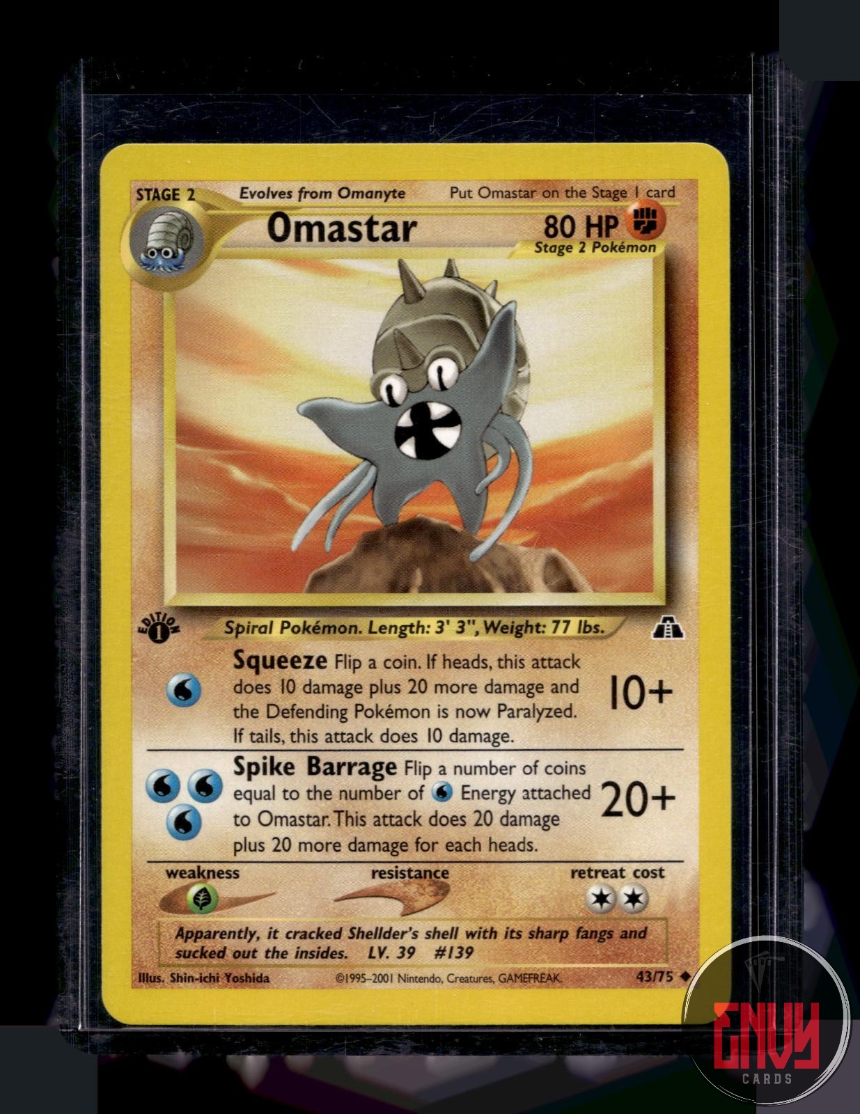 Omastar Lightly Played 43/75 Uncommon Neo Discovery Pokemon 1st Edition