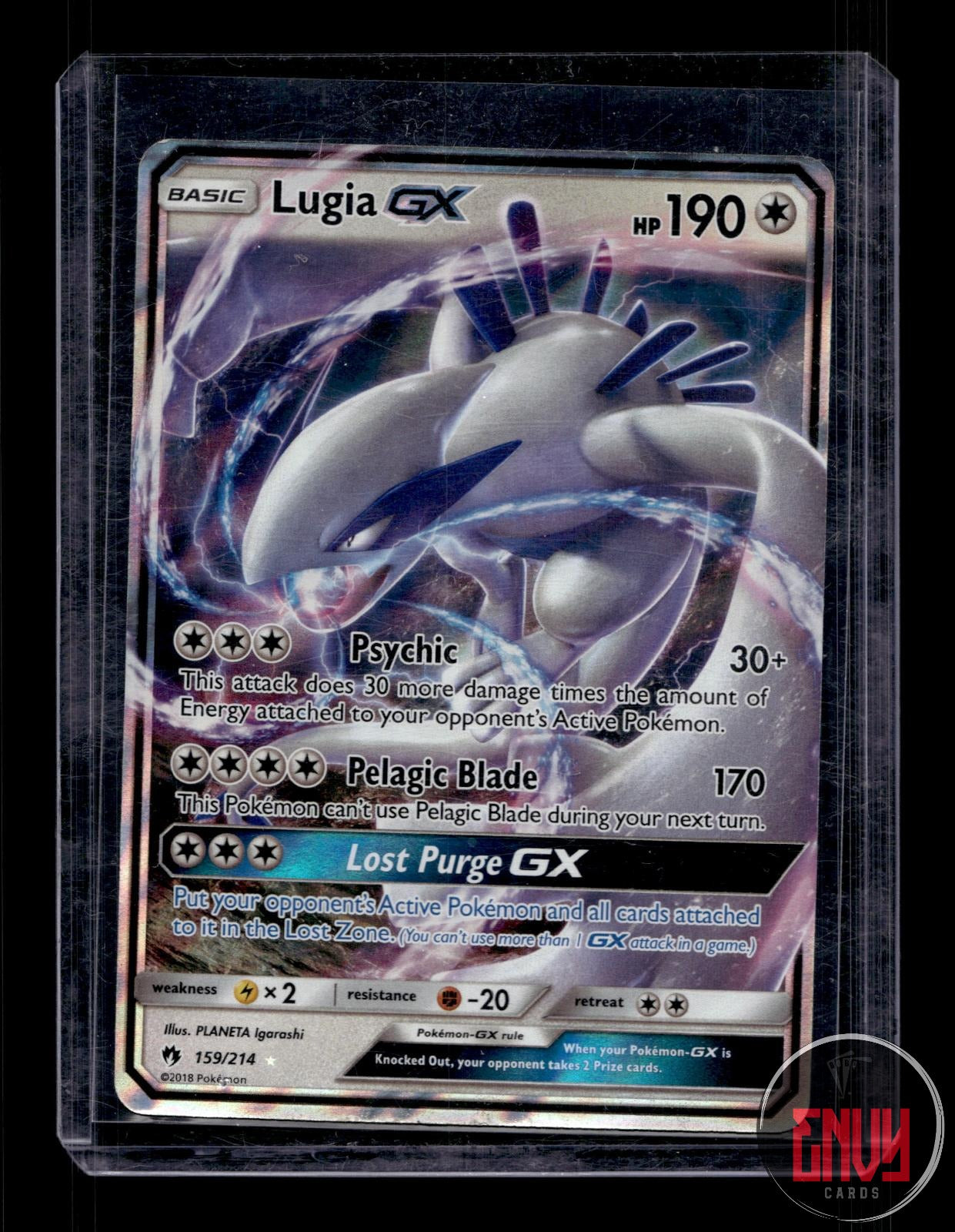 Lugia GX Damaged 159/214 GX Rare Lost Thunder Pokemon Holo