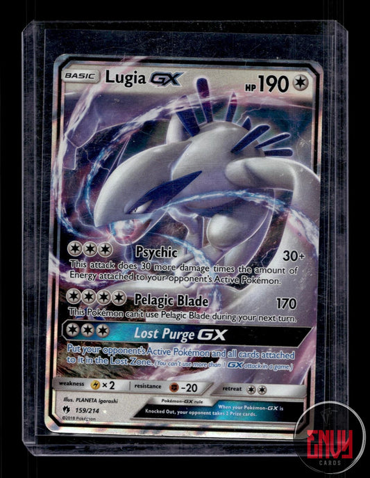 Lugia GX Damaged 159/214 GX Rare Lost Thunder Pokemon Holo