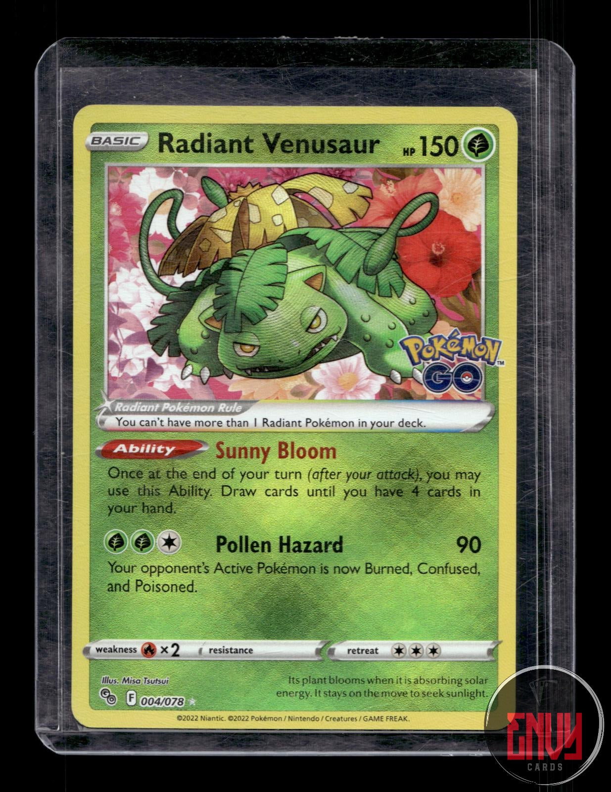 Radiant Venusaur Near Mint 004/078 Radiant Rare Pokemon GO Pokemon